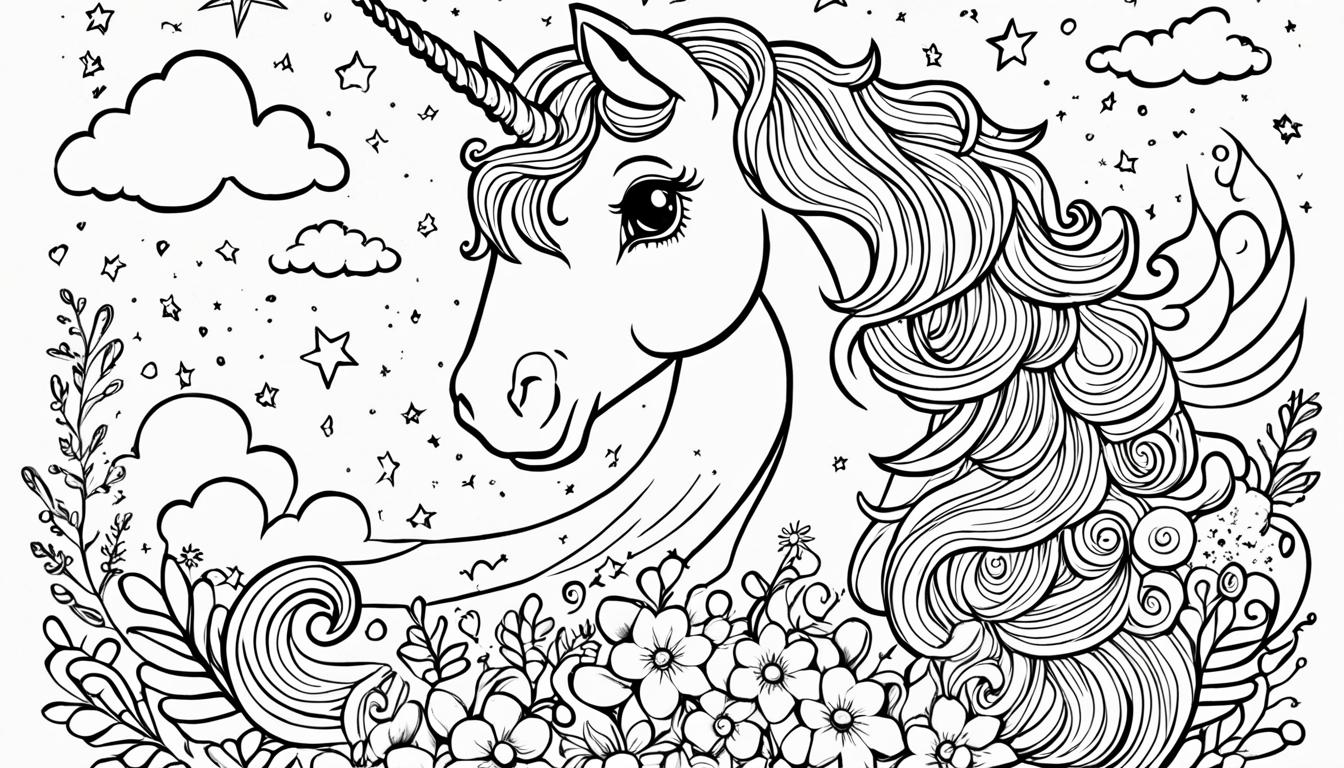 Kostenloses Einhorn Ausmalbild Spaß für Kinder