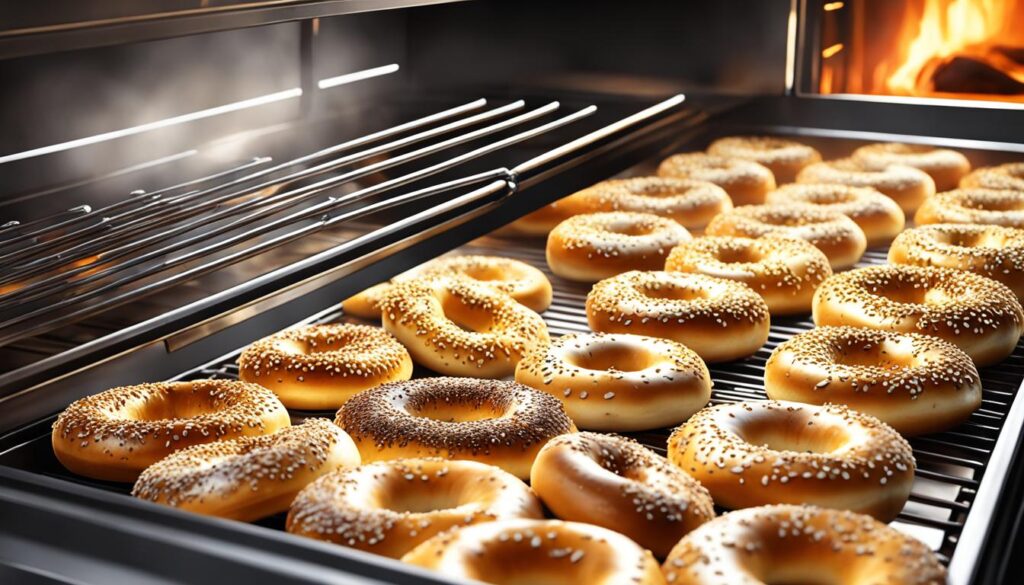 Backen der Bagels im Ofen