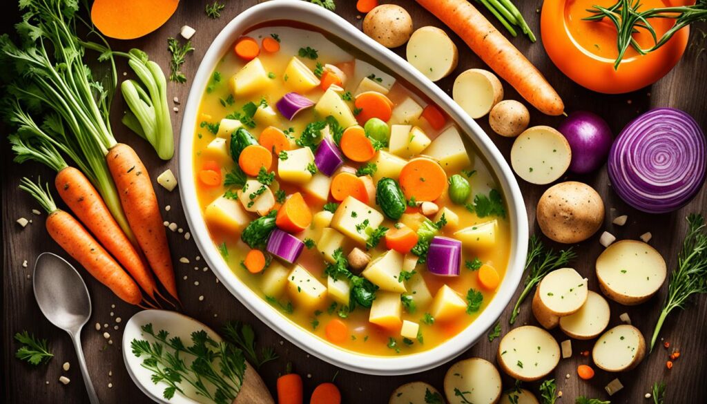 Gesunde Kartoffel Gemüse Suppe Bild