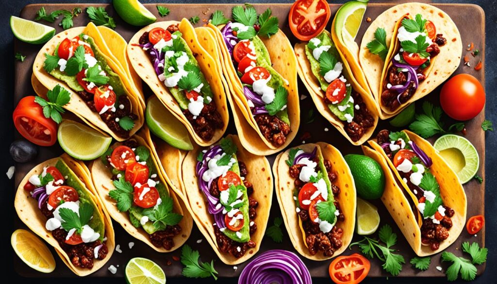 Tacos mit unterschiedlichen Toppings
