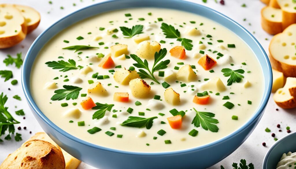 Vegane Variante der Blumenkohl Kartoffel Suppe