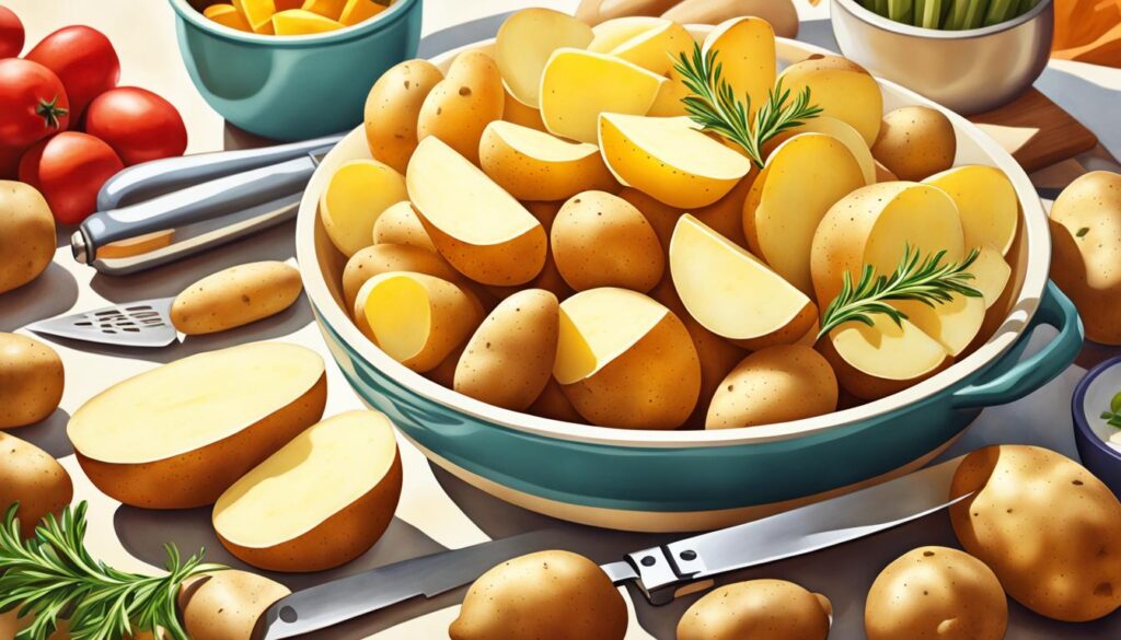 Vorbereitung der Kartoffelecken