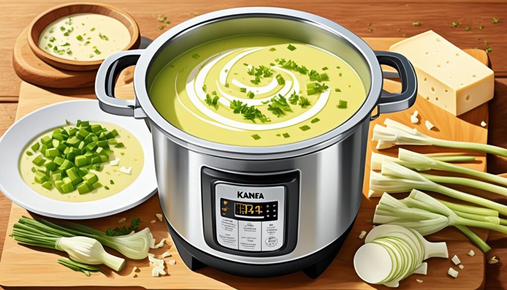 Vorbereitung und Aufbewahrung der Käse Lauch Suppe