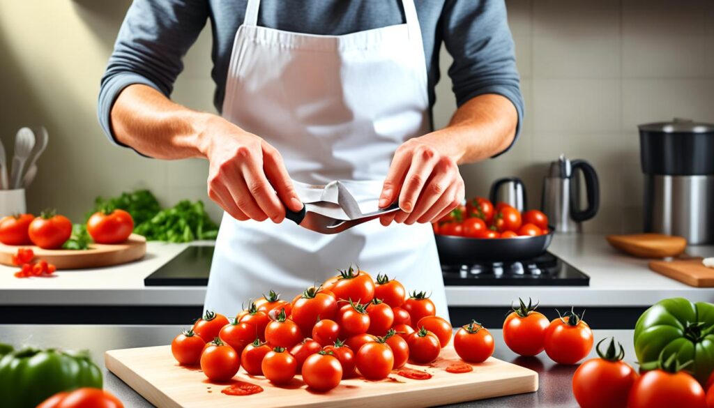 Zubereitung der selbstgemachten passierten Tomaten